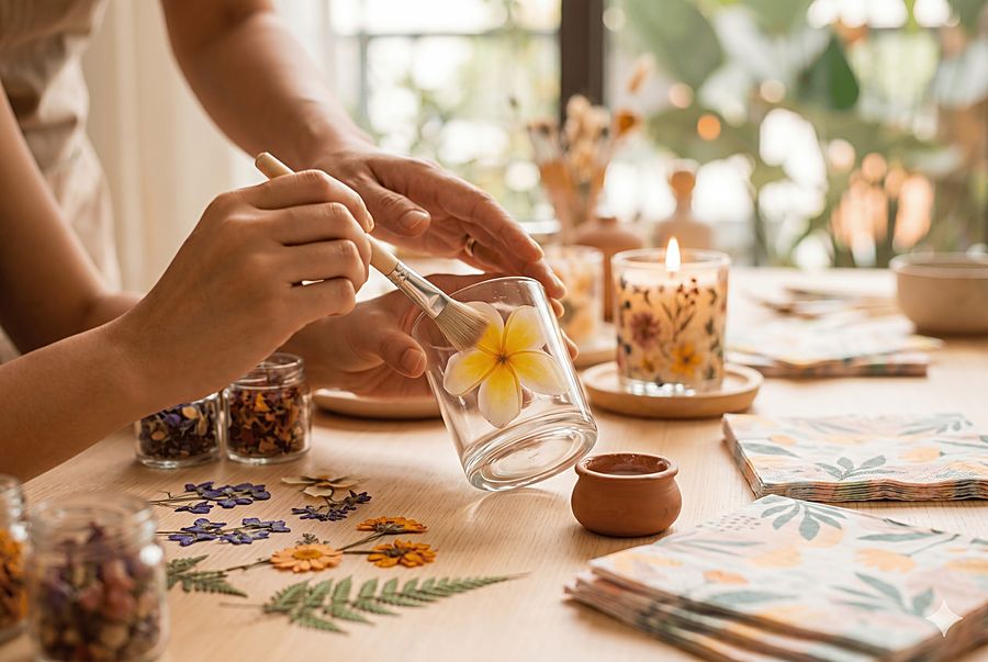 Decoupage candle jar workshop